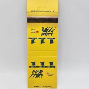 Vintage Matchbook $1 Million Loterie Olympique Canada